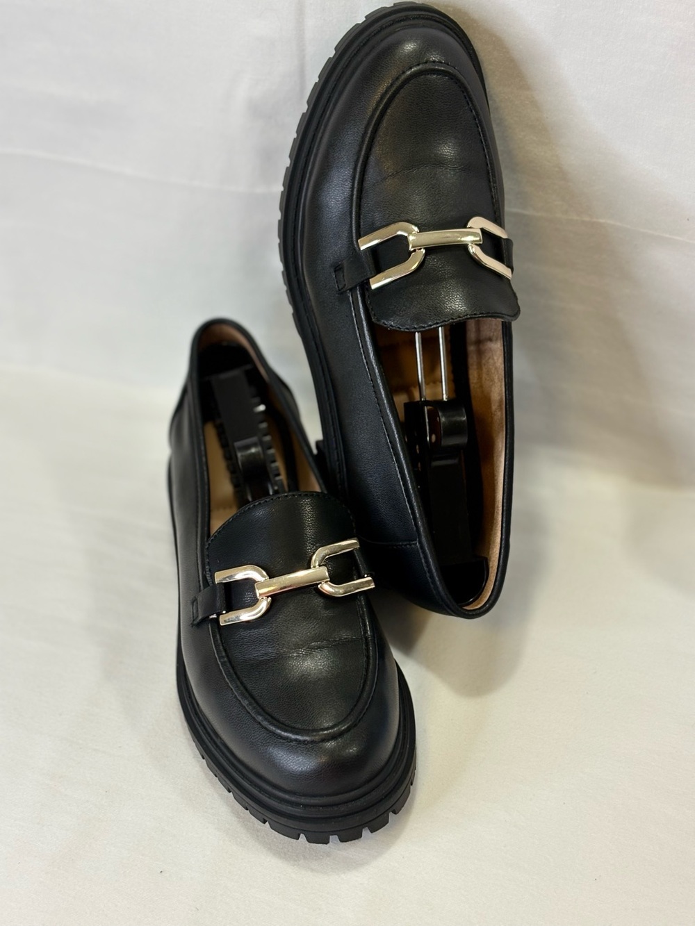 RACHEL ZOE “Mila” Black Lug Sole Bit Loafers SZ 6.5 EUC $65